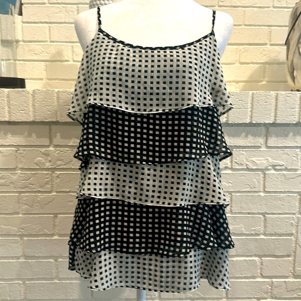 New York & Company Black and White Tiered Camisole - Picture 15 of 16
